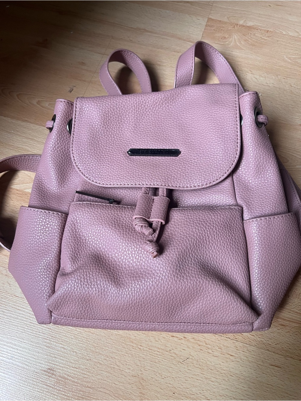 Steve Madden- Women's Pink Faux-Leather Backpack Purse- small